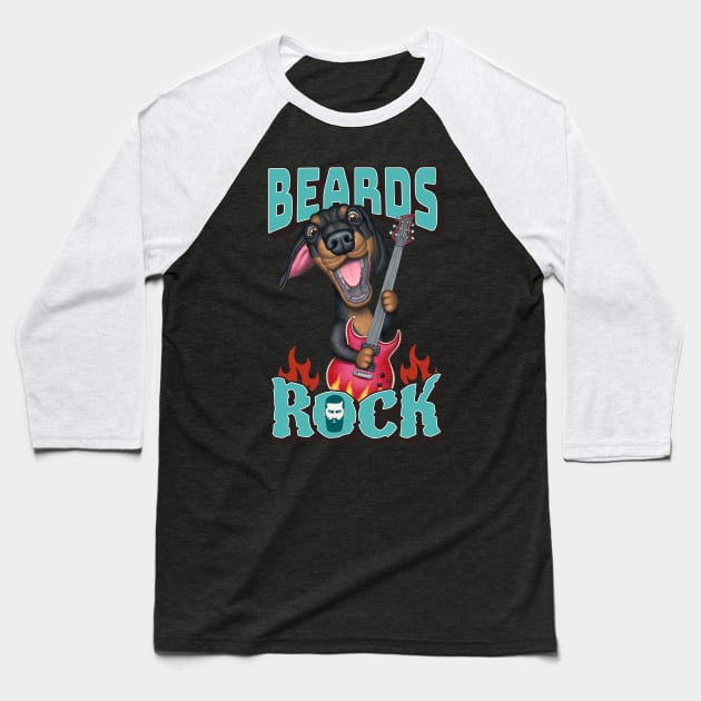 Beards Rock Baseball T-Shirt by Danny Gordon Art